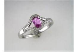 Unused Pink Sapphire and Diamond Ring