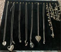 Silver Necklace Bundle Qty X 7 + 1 Sterling Silver 925 , 13 Vintage Charm Bracelet