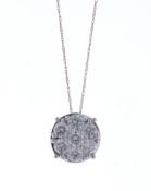 14ct Yellow Gold Round Cluster Claw Set Diamond Pendant and Chain 2.35 Carats