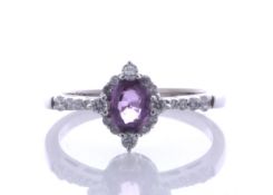 18ct White Gold Ladies Dress Diamond and Pink Sapphire Ring (S0.64) 0.30