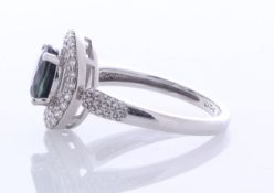 14ct White Gold Oval Cluster Claw Set Diamond and Sapphire Ring (S1.50) 0.52 Carats