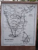 South India Cloth Map - G.W. Bacon & Co. - Showing LMS Stations - Circa 1900