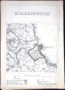 Scarborough Yorkshire Boundary Commission Coloured 157-Year-Old Antique Map.