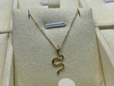 9ct Gold Ladies Snake Pendant Necklace