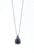 14ct White Gold Ladies Dress Diamond and Sapphire Pendant and Chain (S0.50) 0.10 Carats