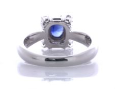 Platinum Fancy Cluster Diamond and Sapphire Ring (0.52) 0.29 Carats