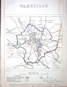 Wakefield Yorkshire Boundary Commission 157-Year-Old Antique Map.