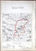 Malton Yorkshire Boundary Commission 157-Year-Old Coloured Antique Map.