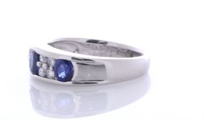 Platinum Semi Eternity Diamond and Sapphire Ring (S0.93) 0.24 Carats