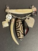Antique Sterling Silver Pendant With Charms