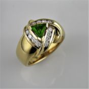 A Stunning Gentleman's Green Tourmaline and Diamond Ring