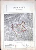 Burnley Lancashire Boundary Commission 157-Year-Old Coloured Antique Map.