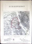 Birkenhead Merseyside Boundary Commission 157-Year-Old Coloured Antique Map.