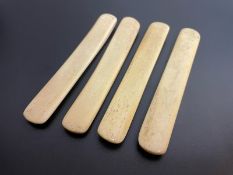 Lot of 4 x Whalebone Rhythm Bones C.1900s Musical Instrument, Nautical English Sailor Folklore