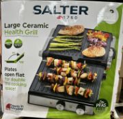 Salter Large Ceramic Health Grill. Est £40 - Grade U
