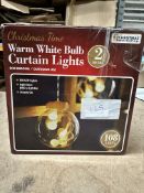 Christmas Warm White Bulb Curtain Lights. Est £20 - Grade U