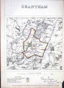 Grantham Lincolnshire Boundary Commission 157-Year-Old Coloured Antique Map.