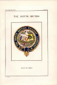 North British Railway Crest & Coat of Arms Antique 115 Years-Old Book Plate.