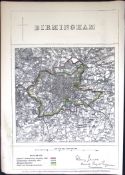 Birmingham Boundary Commission 157-Year-Old Coloured Antique Map.