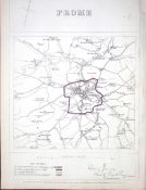 Frome Somerset Boundary Commission 157-Year-Old Coloured Antique Map.