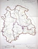 Devonshire Boundary Commission 157-Year-Old Large Coloured Antique Map.