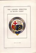 London Brighton Railway Crest & Coat of Arms Antique 115 Years-Old Book Plate.