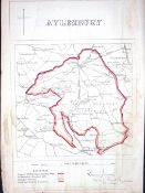 Aylesbury Buckingham Boundary Commission 157-Year-Old Coloured Antique Map.
