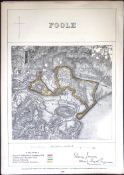 Poole Dorset Boundary Commission 157-Year-Old Coloured Antique Map.