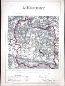 Midhurst Sussex Boundary Commission 157-Year-Old Coloured Antique Map.