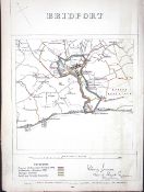 Bridport Dorset Boundary Commission 157-Year-Old Coloured Antique Map.