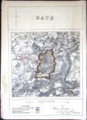 City of Bath Somerset Boundary Commission Coloured 157-Year-Old Antique Map.
