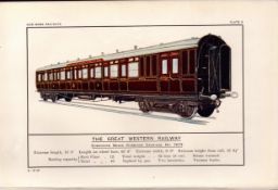 Great Western Railway Carriage No 7672 Train Antique 115 Years-Old Book Plate.