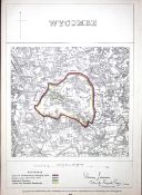 London Wycombe Boundary Commission 157-Year-Old Coloured Antique Map.