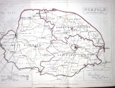 County Norfolk Boundary Commission 157-Year-Old Large Antique Map.