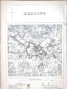 Reading Berkshire Boundary Commission 157-Year-Old Coloured Antique Map.