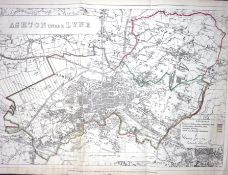 Ashton Under Lyne Manchester Boundary Commission 157-Year-Old Large Antique Map.