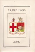 Great Western Railway Crest & Coat of Arms Antique 115 Years Old Book Plate.