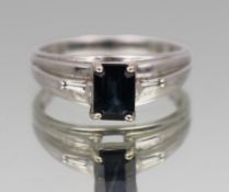 Emerald Cut Tourmaline 14ct White Gold Ring
