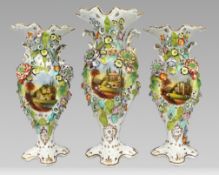 Garniture of Antique Coalbrookdale Vases c.1840