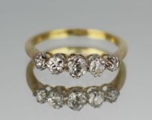 Five Stone Diamond 18ct Gold Ring