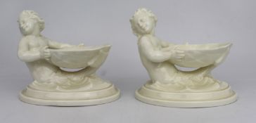 Pair of Royal Worcester Blanc De Chine Salt Dishes 349 c.1962/63