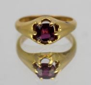 Garnet Yellow Gold Ring