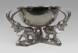 Impressive Silvered Elephant Centrepiece Bowl