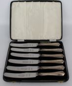 Cased Set of 6 Silver Knives