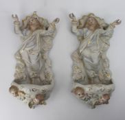Pair of German Porcelain Wall Hanging Fonts