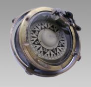 Early 20th c. Bronze Gimballed Compass By F.Smith & Sons