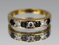 Vintage Diamond & Sapphire 18ct Gold Ring