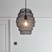 Goodhome Pepalu Matt Black Pendant Ceiling Light, (Dia)300mm