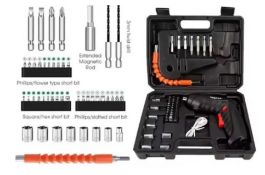 47Pcs 3.6V Screwdriver Kit Rechargeable Lithium Battery Cordless Electric Screwdriver
