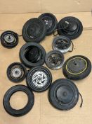 Large Qty of Electric Scooter Parts To Include Motors, Wheels and Tyres